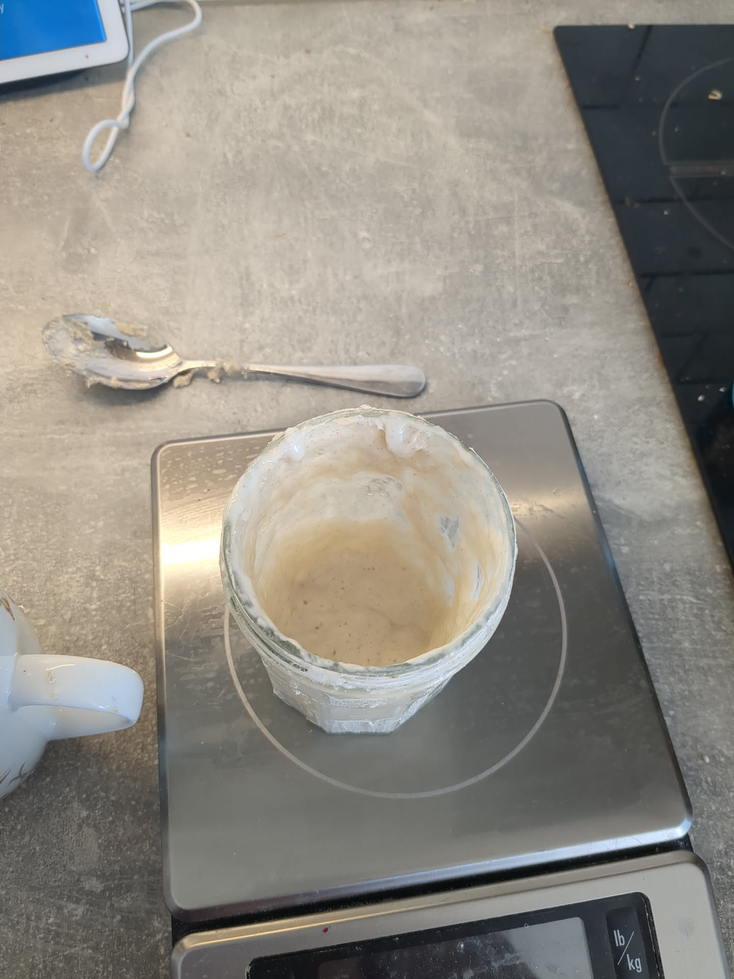 Jar with starter mostly emptied